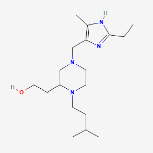 molecular formula C18H34N4O B5982195 2-[4-[(2-ethyl-4-methyl-1H-imidazol-5-yl)methyl]-1-(3-methylbutyl)-2-piperazinyl]ethanol 