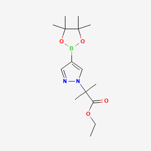molecular formula C15H25BN2O4 B598221 ethyl 2-methyl-2-(4-(4,4,5,5-tetramethyl-1,3,2-dioxaborolan-2-yl)-1H-pyrazol-1-yl)propanoate CAS No. 1201657-32-0