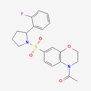 molecular formula C20H21FN2O4S B5982212 4-acetyl-7-{[2-(2-fluorophenyl)-1-pyrrolidinyl]sulfonyl}-3,4-dihydro-2H-1,4-benzoxazine 