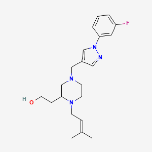 2-[4-{[1-(3-fluorophenyl)-1H-pyrazol-4-yl]methyl}-1-(3-methyl-2-buten-1-yl)-2-piperazinyl]ethanol