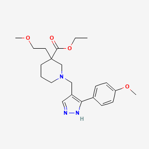 molecular formula C22H31N3O4 B5982311 ethyl 3-(2-methoxyethyl)-1-{[3-(4-methoxyphenyl)-1H-pyrazol-4-yl]methyl}-3-piperidinecarboxylate 