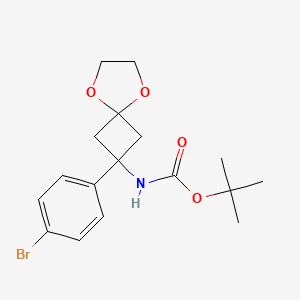 molecular formula C17H22BrNO4 B598239 tert-Butyl (2-(4-bromophenyl)-5,8-dioxaspiro[3.4]octan-2-yl)carbamate CAS No. 1199557-05-5