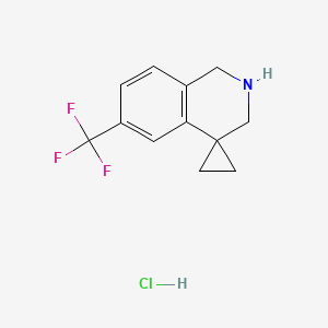molecular formula C12H13ClF3N B598241 6'-(trifluoromethyl)-2',3'-dihydro-1'H-spiro[cyclopropane-1,4'-isoquinoline] hydrochloride CAS No. 1203682-82-9