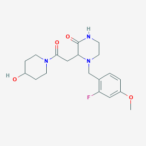 4-(2-fluoro-4-methoxybenzyl)-3-[2-(4-hydroxy-1-piperidinyl)-2-oxoethyl]-2-piperazinone