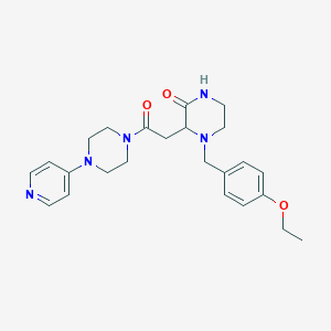 molecular formula C24H31N5O3 B5982479 4-(4-ethoxybenzyl)-3-{2-oxo-2-[4-(4-pyridinyl)-1-piperazinyl]ethyl}-2-piperazinone 