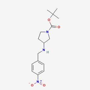 molecular formula C16H23N3O4 B598249 3-(4-Nitrobenzylamino)pyrrolidine-1-carboxylic acid tert-butyl ester CAS No. 1204811-26-6