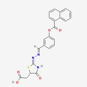 (2-{[3-(1-naphthoyloxy)benzylidene]hydrazono}-4-oxo-1,3-thiazolidin-5-yl)acetic acid