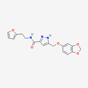 molecular formula C18H17N3O5 B5982521 5-[(1,3-benzodioxol-5-yloxy)methyl]-N-[2-(2-furyl)ethyl]-1H-pyrazole-3-carboxamide 