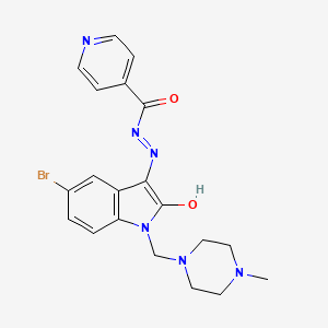 N'-{5-bromo-1-[(4-methyl-1-piperazinyl)methyl]-2-oxo-1,2-dihydro-3H-indol-3-ylidene}isonicotinohydrazide