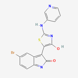 molecular formula C16H9BrN4O2S B5982537 5-bromo-3-[4-oxo-2-(3-pyridinylamino)-1,3-thiazol-5(4H)-ylidene]-1,3-dihydro-2H-indol-2-one 