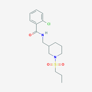 molecular formula C16H23ClN2O3S B5982561 2-chloro-N-{[1-(propylsulfonyl)-3-piperidinyl]methyl}benzamide 