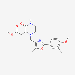 molecular formula C20H25N3O5 B5982692 methyl (1-{[2-(4-methoxy-3-methylphenyl)-5-methyl-1,3-oxazol-4-yl]methyl}-3-oxo-2-piperazinyl)acetate 