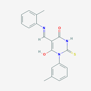 6-Hydroxy-1-(3-methylphenyl)-5-[(2-methylphenyl)iminomethyl]-2-sulfanylidenepyrimidin-4-one