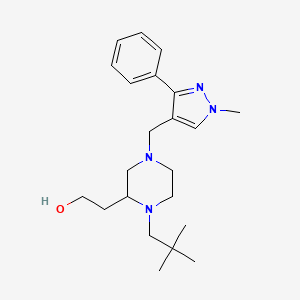 molecular formula C22H34N4O B5982762 2-{1-(2,2-dimethylpropyl)-4-[(1-methyl-3-phenyl-1H-pyrazol-4-yl)methyl]-2-piperazinyl}ethanol 