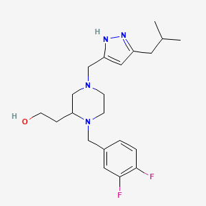 2-{1-(3,4-difluorobenzyl)-4-[(5-isobutyl-1H-pyrazol-3-yl)methyl]-2-piperazinyl}ethanol