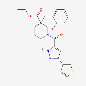 ethyl 3-(2-fluorobenzyl)-1-{[3-(3-thienyl)-1H-pyrazol-5-yl]carbonyl}-3-piperidinecarboxylate