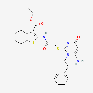 ethyl 2-[({[6-amino-4-oxo-1-(2-phenylethyl)-1,4-dihydropyrimidin-2-yl]thio}acetyl)amino]-4,5,6,7-tetrahydro-1-benzothiophene-3-carboxylate