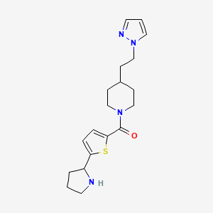 molecular formula C19H26N4OS B5982853 4-[2-(1H-pyrazol-1-yl)ethyl]-1-{[5-(2-pyrrolidinyl)-2-thienyl]carbonyl}piperidine trifluoroacetate 