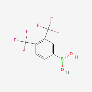 molecular formula C8H5BF6O2 B598293 3,4-Bis(trifluoromethyl)phenylboronic acid CAS No. 1204745-88-9