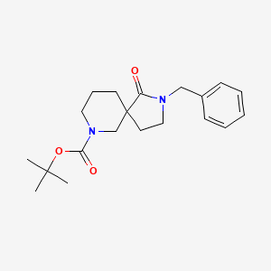 molecular formula C20H28N2O3 B598296 tert-Butyl 3-benzyl-4-oxo-3,9-diazaspiro[4.5]decane-9-carboxylate CAS No. 1198284-76-2