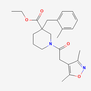 ethyl 1-[(3,5-dimethyl-4-isoxazolyl)acetyl]-3-(2-methylbenzyl)-3-piperidinecarboxylate