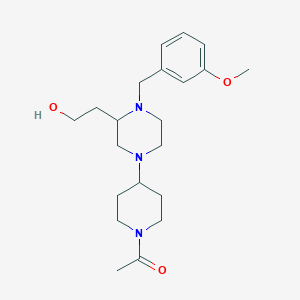 molecular formula C21H33N3O3 B5982991 2-[4-(1-acetyl-4-piperidinyl)-1-(3-methoxybenzyl)-2-piperazinyl]ethanol 