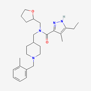 3-ethyl-4-methyl-N-{[1-(2-methylbenzyl)-4-piperidinyl]methyl}-N-(tetrahydro-2-furanylmethyl)-1H-pyrazole-5-carboxamide