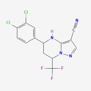 molecular formula C14H9Cl2F3N4 B5983065 5-(3,4-dichlorophenyl)-7-(trifluoromethyl)-4,5,6,7-tetrahydropyrazolo[1,5-a]pyrimidine-3-carbonitrile 