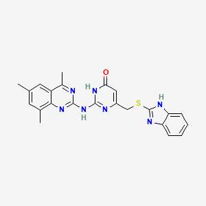 molecular formula C23H21N7OS B5983216 6-[(1H-benzimidazol-2-ylthio)methyl]-2-[(4,6,8-trimethyl-2-quinazolinyl)amino]-4(1H)-pyrimidinone 