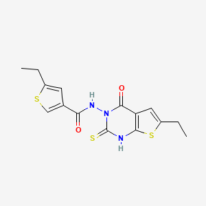 5-ethyl-N-(6-ethyl-2-mercapto-4-oxothieno[2,3-d]pyrimidin-3(4H)-yl)-3-thiophenecarboxamide