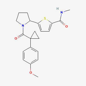 molecular formula C21H24N2O3S B5983281 5-(1-{[1-(4-methoxyphenyl)cyclopropyl]carbonyl}-2-pyrrolidinyl)-N-methyl-2-thiophenecarboxamide 