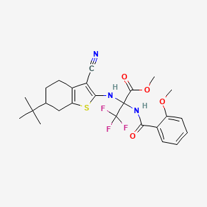 molecular formula C25H28F3N3O4S B5983289 methyl N-(6-tert-butyl-3-cyano-4,5,6,7-tetrahydro-1-benzothien-2-yl)-3,3,3-trifluoro-2-[(2-methoxybenzoyl)amino]alaninate 