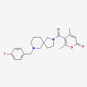 molecular formula C23H27FN2O3 B5983325 5-{[7-(4-fluorobenzyl)-2,7-diazaspiro[4.5]dec-2-yl]carbonyl}-4,6-dimethyl-2H-pyran-2-one 