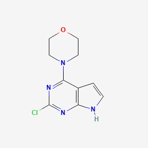 molecular formula C10H11ClN4O B598333 2-氯-4-(吗啉-4-基)-7H-吡咯并[2,3-d]嘧啶 CAS No. 1202885-72-0