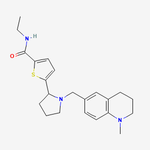 molecular formula C22H29N3OS B5983336 N-ethyl-5-{1-[(1-methyl-1,2,3,4-tetrahydro-6-quinolinyl)methyl]-2-pyrrolidinyl}-2-thiophenecarboxamide 