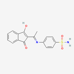 molecular formula C17H14N2O4S B5983357 4-{[1-(1,3-dioxo-1,3-dihydro-2H-inden-2-ylidene)ethyl]amino}benzenesulfonamide 