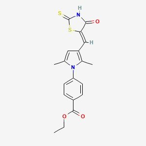 ETHYL 4-(2,5-DIMETHYL-3-{[(5Z)-4-OXO-2-SULFANYLIDENE-1,3-THIAZOLIDIN-5-YLIDENE]METHYL}-1H-PYRROL-1-YL)BENZOATE