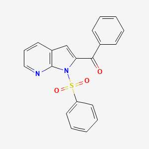 molecular formula C20H14N2O3S B598342 Phenyl(1-(phenylsulfonyl)-1H-pyrrolo[2,3-b]pyridin-2-yl)methanone CAS No. 1198283-74-7