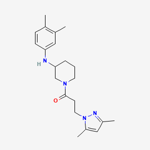 molecular formula C21H30N4O B5983433 1-[3-(3,4-Dimethylanilino)piperidin-1-yl]-3-(3,5-dimethylpyrazol-1-yl)propan-1-one 