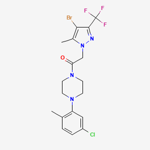 molecular formula C18H19BrClF3N4O B5983449 2-[4-bromo-5-methyl-3-(trifluoromethyl)-1H-pyrazol-1-yl]-1-[4-(5-chloro-2-methylphenyl)piperazin-1-yl]ethanone 