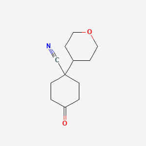 molecular formula C12H17NO2 B598348 4-Oxo-1-(tetrahydro-2H-pyran-4-YL)-cyclohexanecarbonitrile CAS No. 1202462-46-1