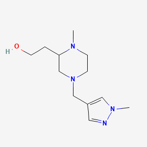 molecular formula C12H22N4O B5983540 2-{1-methyl-4-[(1-methyl-1H-pyrazol-4-yl)methyl]-2-piperazinyl}ethanol 