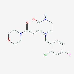 molecular formula C17H21ClFN3O3 B5983552 4-(2-chloro-4-fluorobenzyl)-3-[2-(4-morpholinyl)-2-oxoethyl]-2-piperazinone 