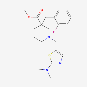 molecular formula C21H28FN3O2S B5983606 ethyl 1-{[2-(dimethylamino)-1,3-thiazol-5-yl]methyl}-3-(2-fluorobenzyl)-3-piperidinecarboxylate 