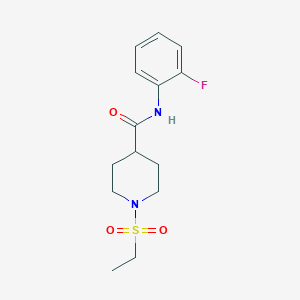 molecular formula C14H19FN2O3S B5983644 1-(ethylsulfonyl)-N-(2-fluorophenyl)-4-piperidinecarboxamide 