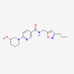 molecular formula C18H24N4O3 B5983652 6-(3-hydroxy-1-piperidinyl)-N-[(3-propyl-5-isoxazolyl)methyl]nicotinamide 