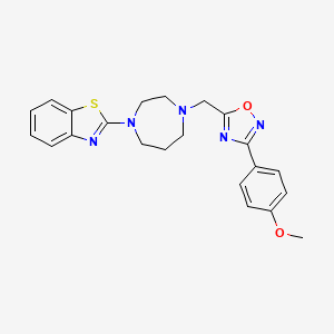 molecular formula C22H23N5O2S B5983655 2-(4-{[3-(4-methoxyphenyl)-1,2,4-oxadiazol-5-yl]methyl}-1,4-diazepan-1-yl)-1,3-benzothiazole 