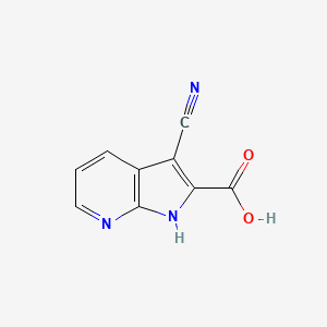 molecular formula C9H5N3O2 B598367 1H-Pyrrolo[2,3-b]pyridine-2-carboxylic acid, 3-cyano- CAS No. 1204475-69-3
