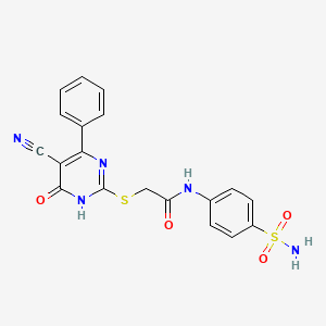 molecular formula C19H15N5O4S2 B5983722 N-[4-(aminosulfonyl)phenyl]-2-[(5-cyano-6-oxo-4-phenyl-1,6-dihydro-2-pyrimidinyl)thio]acetamide 