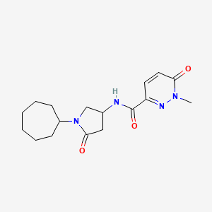 molecular formula C17H24N4O3 B5983742 N-(1-cycloheptyl-5-oxo-3-pyrrolidinyl)-1-methyl-6-oxo-1,6-dihydro-3-pyridazinecarboxamide 